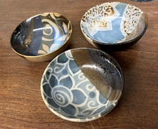3 Lovely Studio Pottery Finger Bowls 3-1/2" Diameter Unmarked