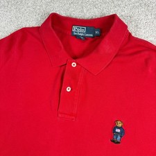 Polo Ralph Lauren Polo Shirt Men XL Red Polo Bear Embroidered USA Short Sleeve