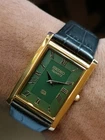 VINTAGE SEIKO SLIM QUARTZ GREEN DIAL JAPAN MEN'S WORKING DRESS WATCH