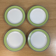 Vintage Rayware White Green Blue trim Side Dessert Cake Plates 20 cm x 4 Plate