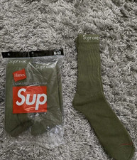 Crew Socks Supreme x Hanes Olive Green Size 6-12 One Pair AUTHENTIC - NWT