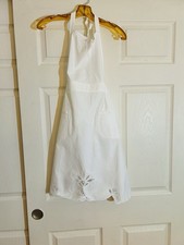 White Cotton Apron / Floral Cutout