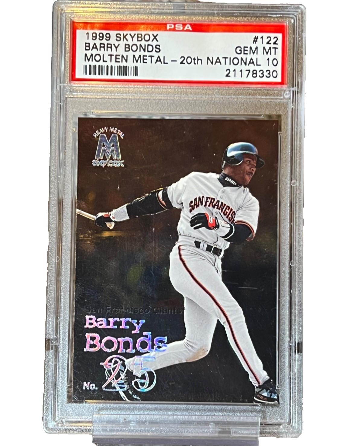1999 Barry Bonds Skybox Molten Metal Rare SP #'d 999 Foil Heavy Metal PSA 10 view 9