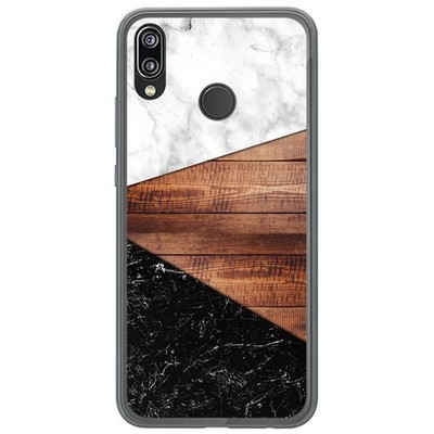 Funda In Gel TPU Per Huawei P20 Lite Design Legno 02 Disegni