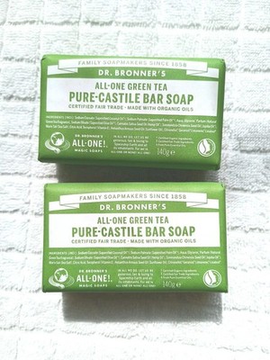 Dr Bronner's Limited-Edition Green Tea Magic Bar Soap 2 - 5oz Bars 