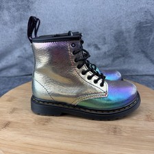 Dr. Martens 1460 J Boots Kids Size 10 Rainbow Iridescent Lace Up Combat Zip