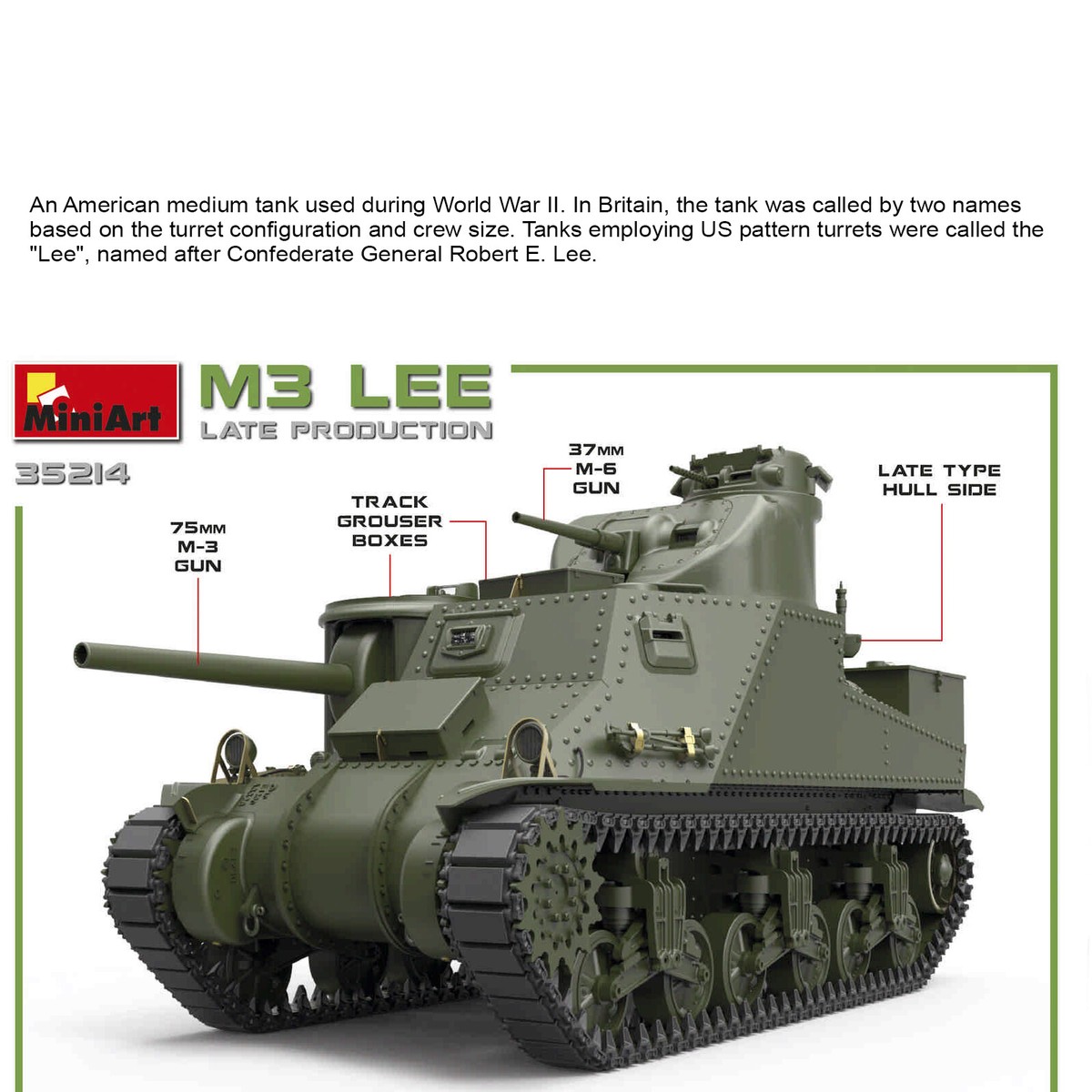 MINI ART 35276 1/35 M3 LEE TANK (LATE PRODUCTION) KIT | eBay