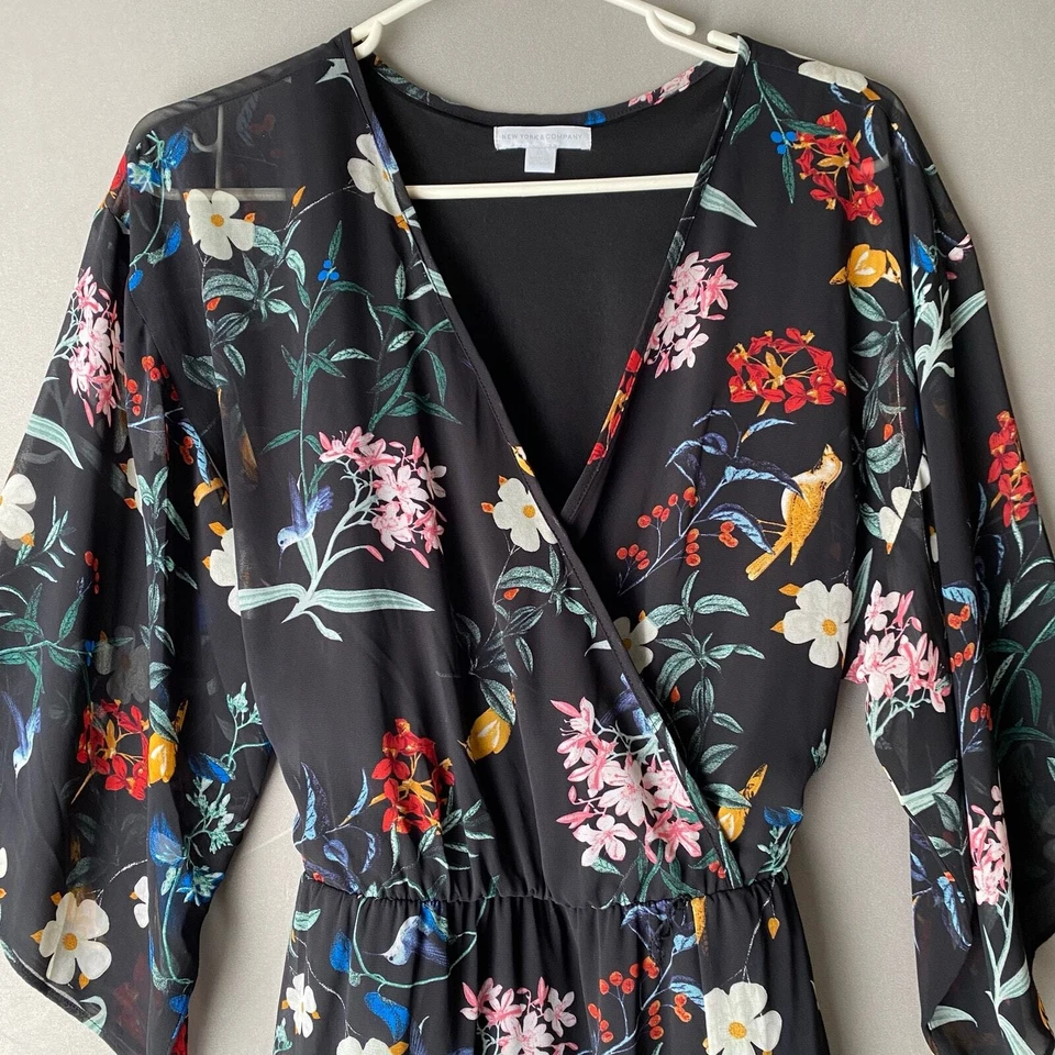 NY&Co sz XS floral cottage maxi summer spring vacation dress with belt - Image 3 of 4