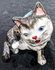 Cat Figurine Collection. 13 Cats. Vintage. Ceramic. Metal. Stone. Thimble. — photo 2