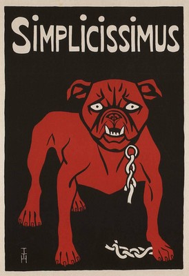 Simplicissimus 1900 Vintage Red Dog German Poster Paper Giclee 24x32 in.