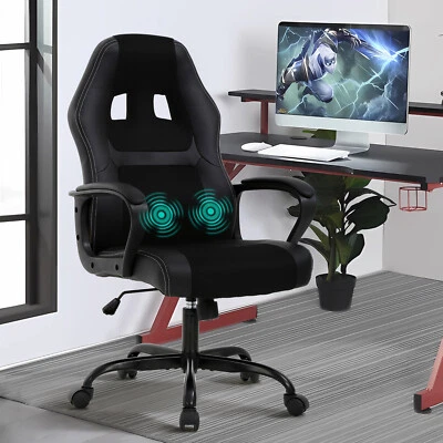 PIKAQTOP Ergonomic Massage Gaming Chair Office Racing Desk Chair Swivel Computer Chair