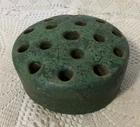 Roseville / Weller Early Carnelian Green Vintage Antique Pottery Flower Frog