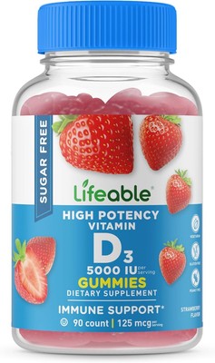 Lifeable Sugar Free Vitamin D 5000 IU - Great Tasting 90 Count (Pack of 1) 