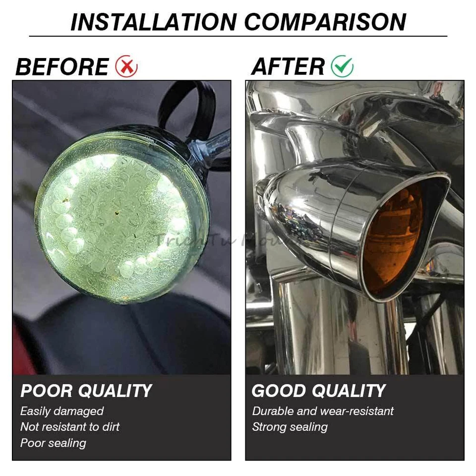 Motorcycle Front Rear Turn Signal Lens Cover Fit For Harley Bullet Light Fat boy - Image 2 of 4