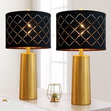 RORIANO Set of 2 Modern Table Lamps for Living Room Bedroom, Gold Nightstand ...