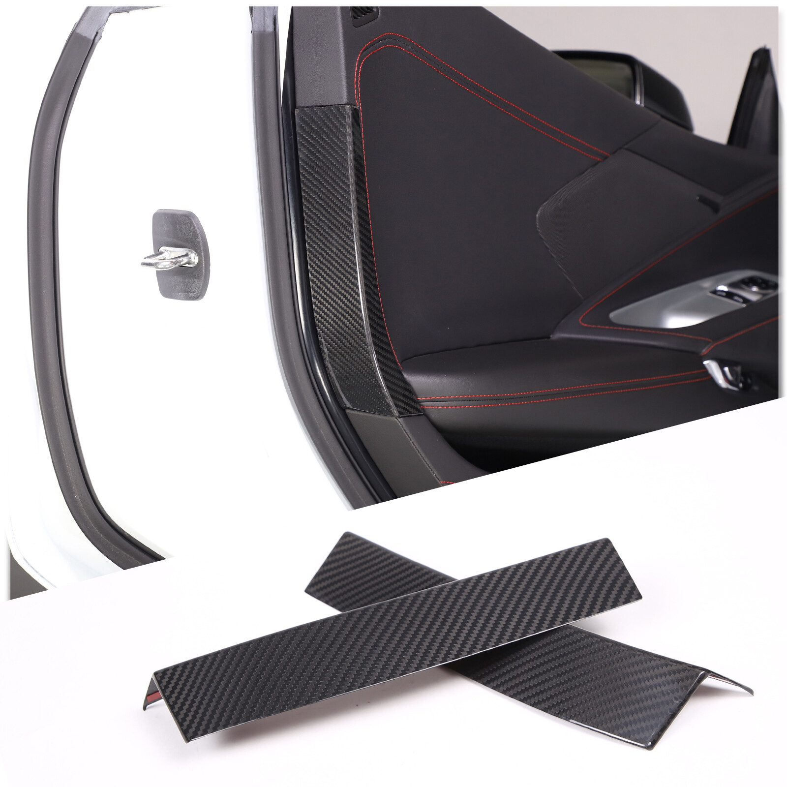 Real Carbon Fiber Inner Door Panel Trim Cover For Corvette C8 2020-2023 ...
