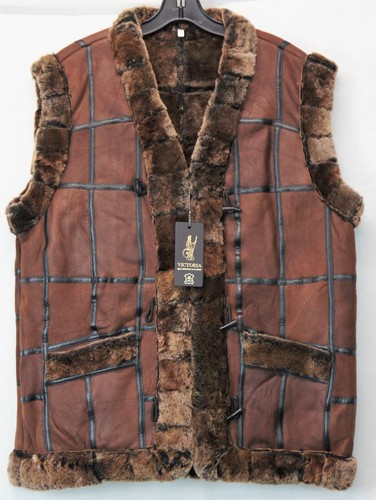 Unisex 100% Echtes Lammfell Shearling Leder Pelz Weste Jacke Men Damen Neu S-6XL - Picture 75 of 84