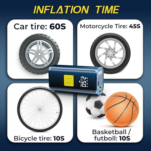 Wireless 150PSI Air Compressor Tire Inflator Fits Car Moto Bike Tires Air Pump - Picture 16 of 18