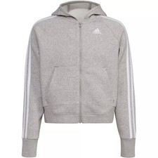 ADIDAS Zip Hooded Sweatshirt Jacket - Heather Gray - NWT Girls XL 16 