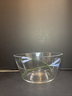 Orrefors Sweden Crystal Bowl Crocus Oval Hand Painted Signed Anne Nilsson