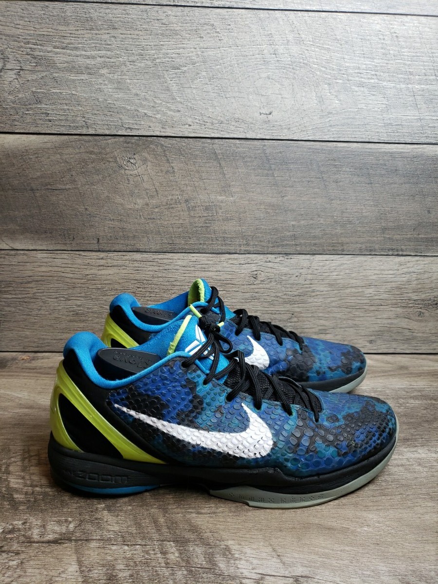 Nike Zoom Kobe VI 6 Camo Blue Black Volt White 429659-401 Size 14