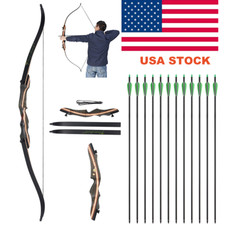 62" Hunting Recurve Bow Arrows Kit 20-50lbs Takedown Bow Archery Target Shoot