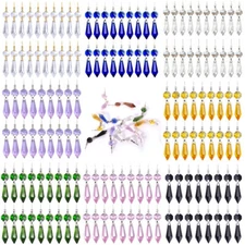 40pc Clear Crystal Chandelier Lamp Icicle Prisms Hanging Drop Pendant Ornaments