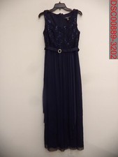 NWOT - R&M Collection Women's Navy Lace Sequin Georgette Dress, Size 10