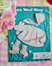 Vintage Knitting Pattern Baby Matinee Coat Booties Bonnet
