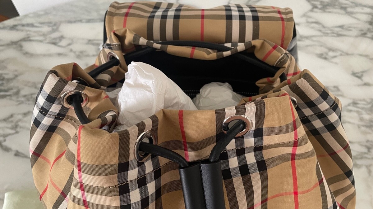NWT Burberry LG Rucksack, Britcheck Antique Yellow, Backpack NWT Burberry LG Rucksack, Britcheck Antique Yellow, Backpack