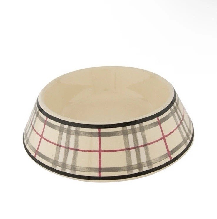 未使用★美品BURBERRY フードボウル アイボリー チェック柄皿※おまけあり AUTHENTIC Burberry Celamic Dog Food/ Bowl Water Bowl for Large Dog