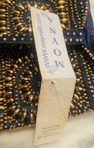 Moyna Denim Beaded mix of gold and bronze purse for events made in India - Picture 4 of 7