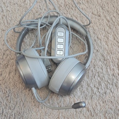 Mpow MPBH125AS USB/3.5mm Headset Boom Mic Volume Control Gray/Silver