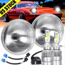 For Mazda RX-7 1979-1985 LED Headlights 7inch Round GLASS LED  High-Low Beam A+