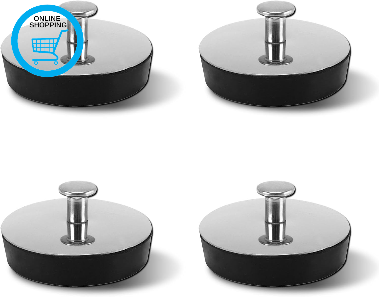 4 Pack Rubber Sink Plug Drain Stopper, Bath Plug Rubber Sink Plug with Alloy Han