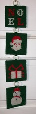 Vintage Christmas NOEL Wall Hanging Door Decor Needlepoint Plastic Canvas 21.75