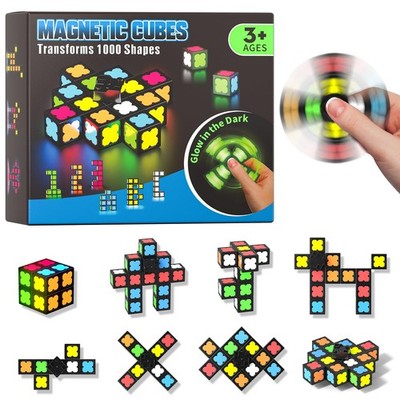 Magnetic Fidget Spinner Mini-13 Blocks, Glow Magnet Cube & Transformable Fidg...