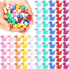100pcs Tiny Ducks 10 Colors Little Duck Figures Mini Resin Ducks Plastic Small M