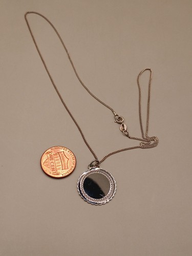 Vtg 925 Sterling Silver Pendant 14th Birthday Chain Link Necklace 17.75" - Picture 5 of 7