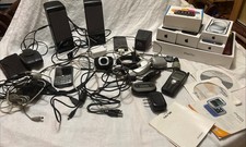 Miscellaneous vintage cell phones and electronics as well as Apple boxes