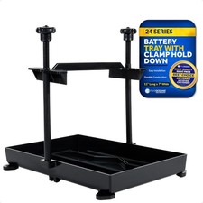 Marine Battery Tray for Boat, Group 24, Black, 11" x 7" - Boat Battery Holder wi
