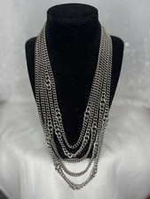Ret. 2,600-DAVID YURMAN SILVER 5 ROW DRAPE CURB CHAIN NECKLACE-ADJ 19.75-21.25"