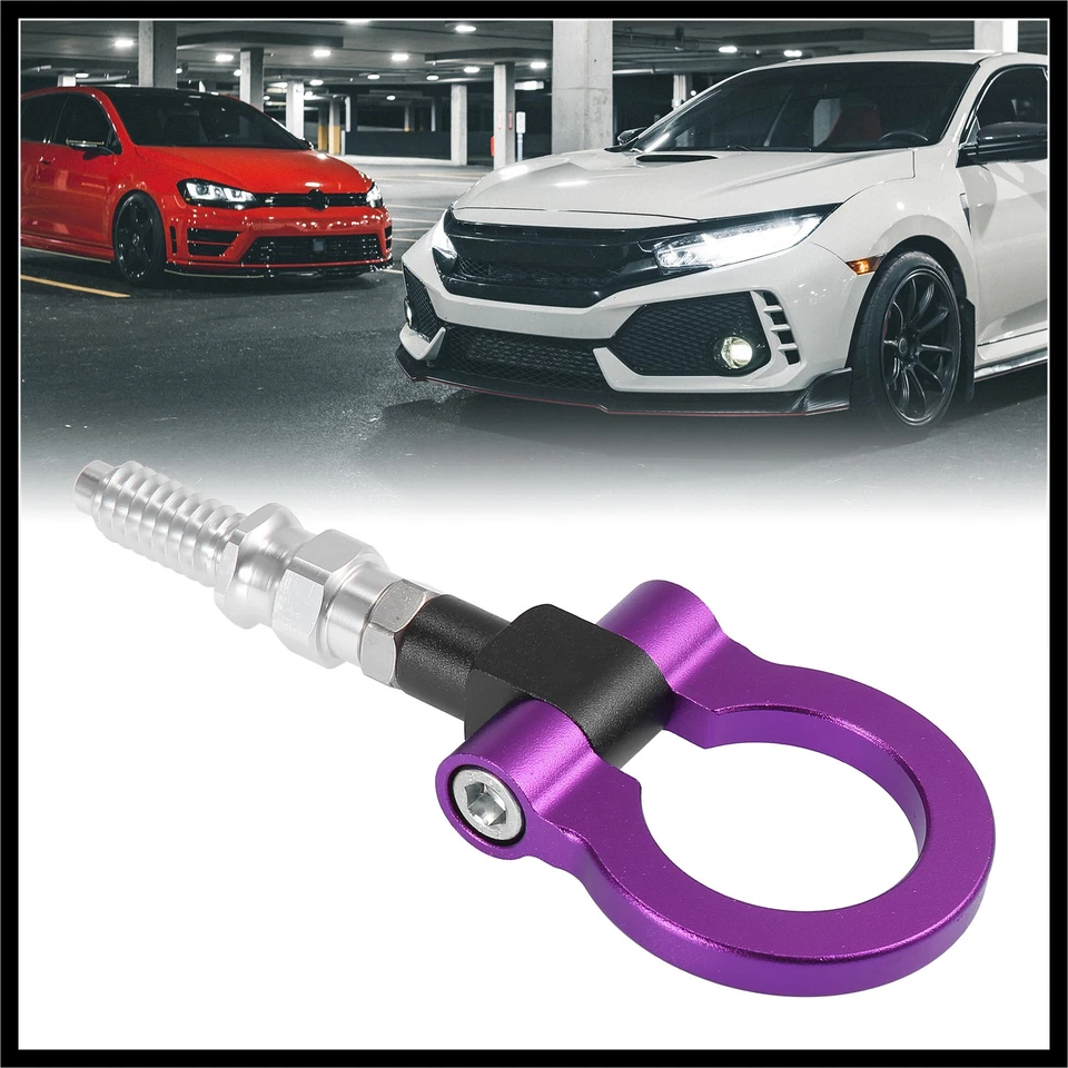 Gancho de remolque de parachoques delantero de aleación de aluminio púrpura para BMW 325i Foto 2 de 4