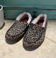 Twisted X Women's Slip-On Leopard Print Loafers Shearling Lining Women  s Size 7M