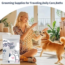 Mioszzi 40PcsPre-Moistened Pet Cleaning Gloves Wipes,  for Dog and Cat Gromming