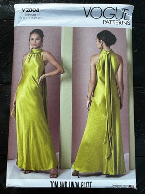 UNCUT Vogue V2008 Misses Closed Fitted Evening Dress (4-22) Sewing Pattern