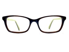 New Liz Claiborne Brown Wood Rectangular Green Interior Glasses L424 50 17 135