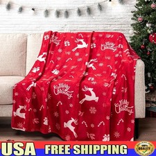 Cozy Microfiber Fleece Blanket Holiday Reindeer Snowflake Pattern Soft Throw New
