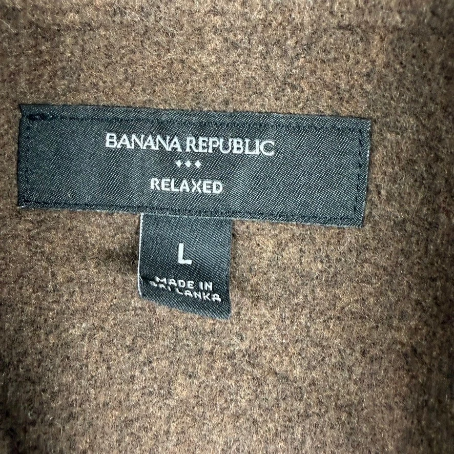 Banana Republic Mens L Relaxed Wool Blend Shirt Jacket Dark Oak Brown Shacket image 3