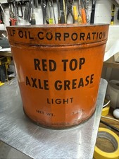 Vintage Gulf Oil Red Top Axle Grease 3-Lb Full Makes Wheels Spin Mancave Cans